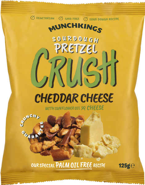 MUNCHKINGS Pretzel Crush - Cheddar Cheese 125g (Pack of 9)