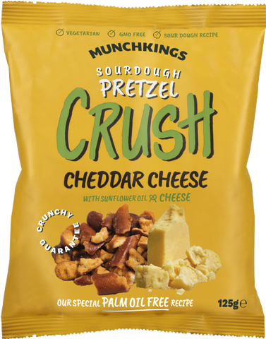 MUNCHKINGS Pretzel Crush - Cheddar Cheese 125g (Pack of 9)