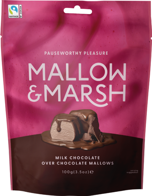 MALLOW & MARSH Chocolate Marshmallows / Milk Choc - Bag 100g (Pack of 6)