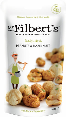 MR FILBERT'S Italian Herb Hazelnuts & Peanuts 100g (Pack of 12)