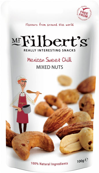 MR FILBERT'S Mexican Sweet Chilli Mixed Nuts 100g (Pack of 12)