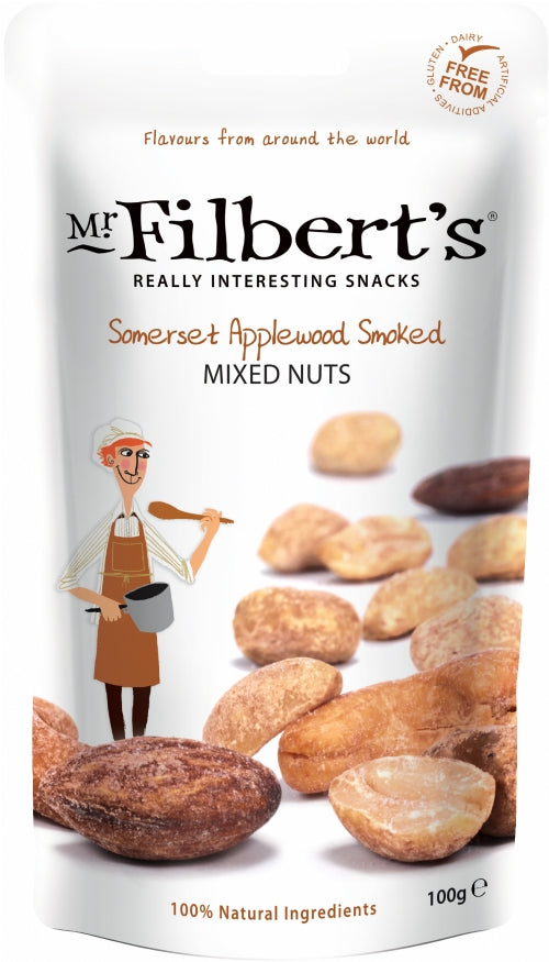 MR FILBERT'S Somerset Applewood Smoked Mixed Nuts 100g (Pack of 12)