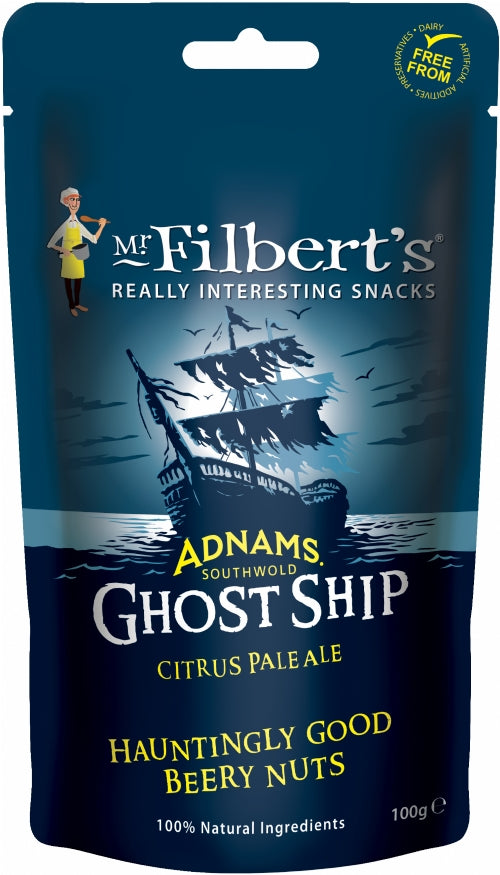 MR FILBERT'S Adnams Ghost Ship Beery Peanuts 100g (Pack of 12)