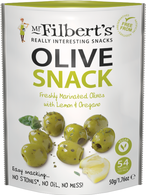 MR FILBERT'S Marinated Green Olives with Lemon & Oregano 50g (Pack of 12)