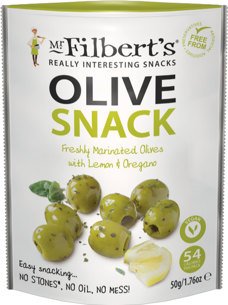 MR FILBERT'S Marinated Green Olives with Lemon & Oregano 50g (Pack of 12)