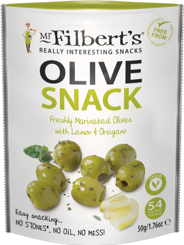 MR FILBERT'S Marinated Green Olives with Lemon & Oregano 50g (Pack of 12)