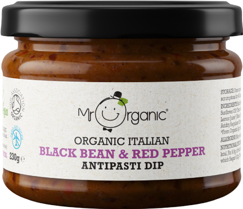 MR ORGANIC Black Bean & Red Pepper Antipasti Dip 230g (Pack of 6)