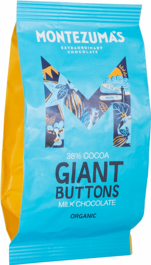 MONTEZUMA'S Organic Milk Chocolate Giant Buttons 180g (Pack of 8)