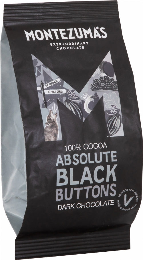 MONTEZUMA'S 100% Cocoa Absolute Black Buttons 180g (Pack of 8)