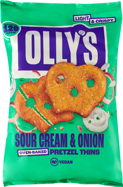 OLLY'S Pretzel Thins - Sour Cream & Onion140g (Pack of 7)