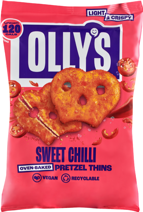 OLLY'S Pretzel Thins - Sweet Chilli 140g (Pack of 7)