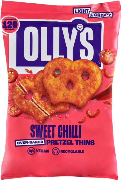 OLLY'S Pretzel Thins - Sweet Chilli 140g (Pack of 7)