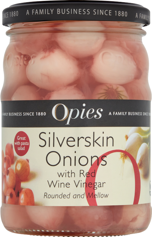 OPIES Silverskin Onions with Red Wine Vinegar 350g (Pack of 6)