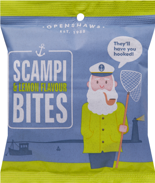 OPENSHAWS Scampi & Lemon Flavour Bites 40g (2x12) (Pack of 24)