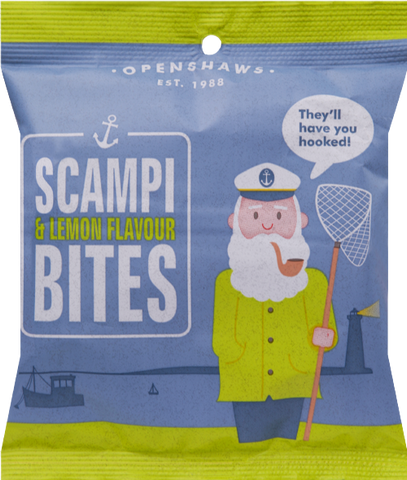 OPENSHAWS Scampi & Lemon Flavour Bites 40g (2x12) (Pack of 24)