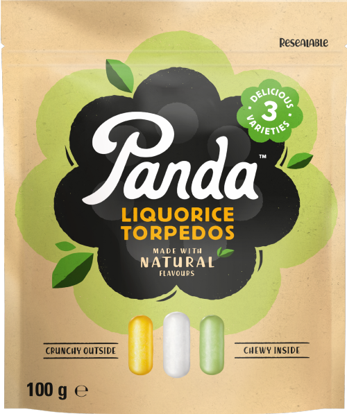 PANDA Natural Liquorice Torpedos 100g (Pack of 18)