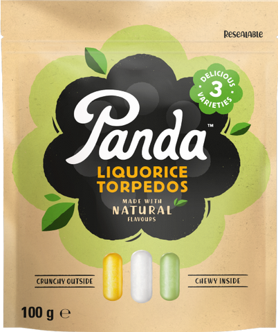 PANDA Natural Liquorice Torpedos 100g (Pack of 18)