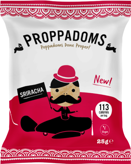 PROPPADOMS Sriracha Flavoured Poppadoms 25g (Pack of 12)