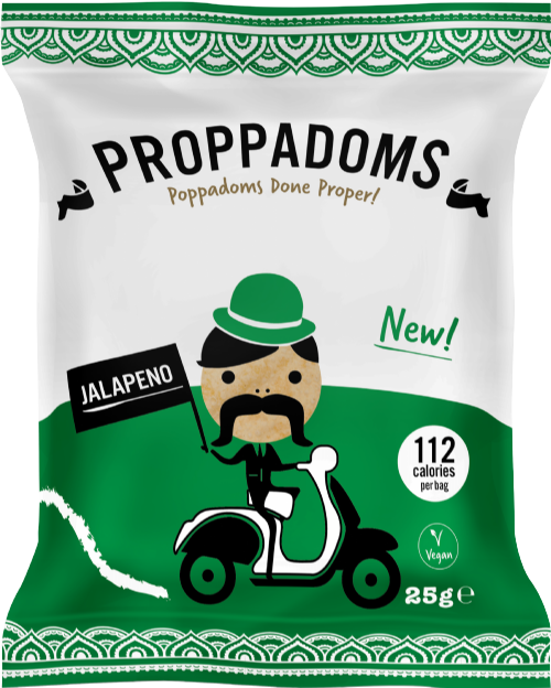 PROPPADOMS Jalapeno Flavoured Poppadoms 25g (Pack of 12)