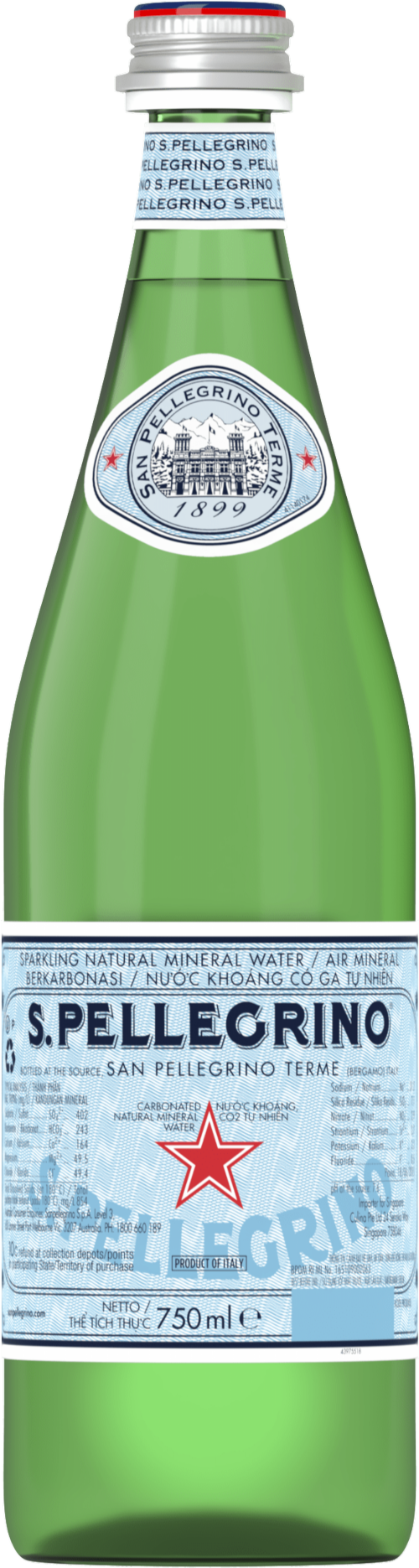 SAN PELLEGRINO Sparkling Natural Mineral Water 750ml (Pack of 12)