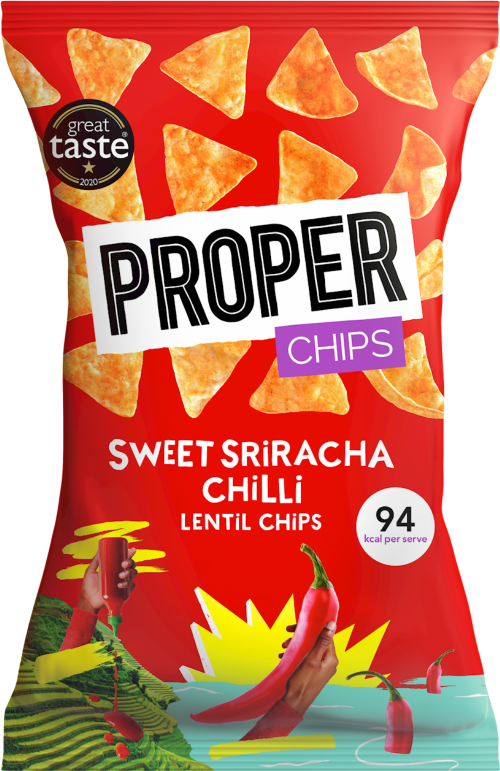 PROPER Chips - Sweet Sriracha Chilli Lentil Chips 85g (Pack of 8)