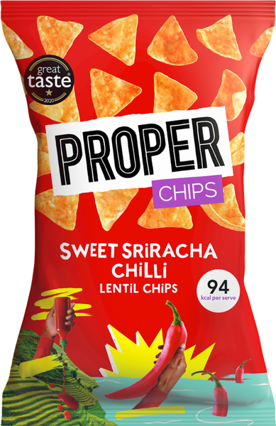PROPER Chips - Sweet Sriracha Chilli Lentil Chips 85g (Pack of 8)