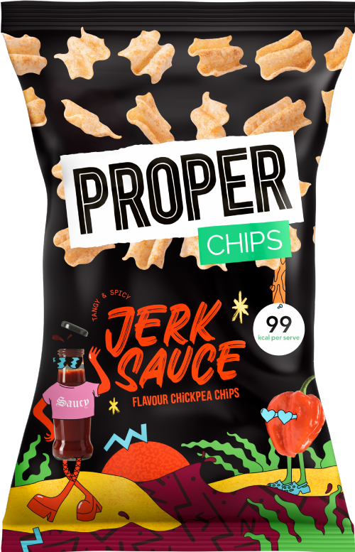 PROPER Chips - Jerk Sauce Flavour Chickpea Chips 85g (Pack of 8)