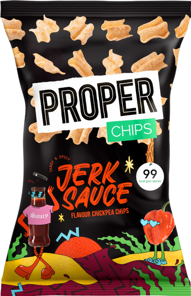 PROPER Chips - Jerk Sauce Flavour Chickpea Chips 85g (Pack of 8)