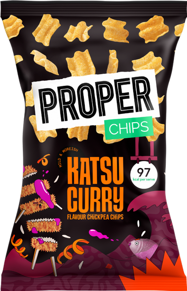 PROPER Chips - Katsu Curry Flavour Chickpea Chips 85g (Pack of 8)