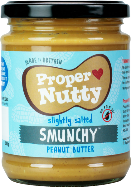 PROPER NUTTY Smunchy Peanut Butter - Slightly Salted 280g (Pack of 6)