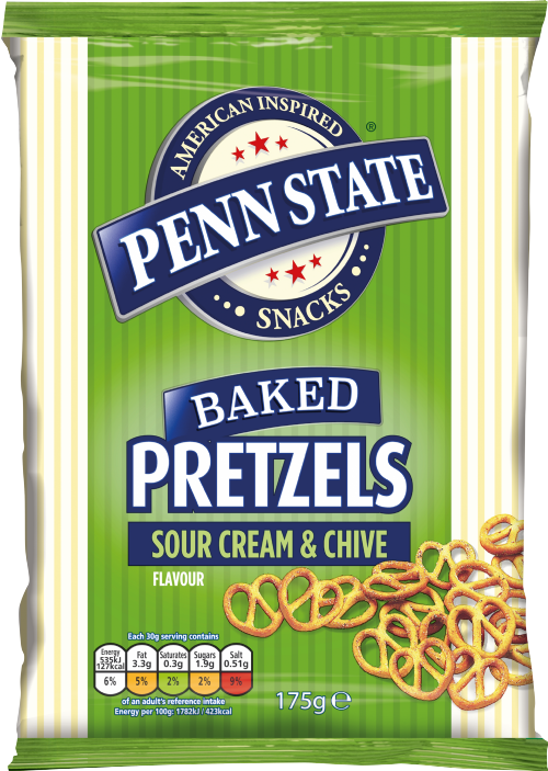PENN STATE Sour Cream & Chive Pretzels 175g (Pack of 8)