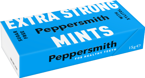 PEPPERSMITH Extra Strong Mints with Xylitol 15g (Pack of 12)