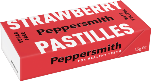 PEPPERSMITH Strawberry Pastilles with Xylitol 15g (Pack of 12)