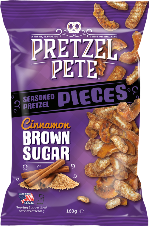 PRETZEL PETE Pretzel Pieces - Cinnamon Brown Sugar 160g (Pack of 8)