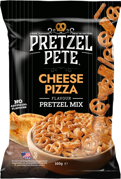 PRETZEL PETE Cheese Pizza Flavour Pretzel Mix 160g (Pack of 8)