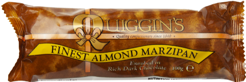 QUIGGIN'S Finest Almond Marzipan in Dark Chocolate 100g (Pack of 24)