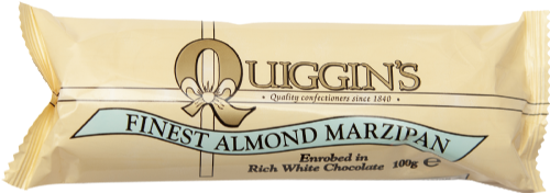 QUIGGIN'S Finest Almond Marzipan in White Chocolate 100g (Pack of 24)