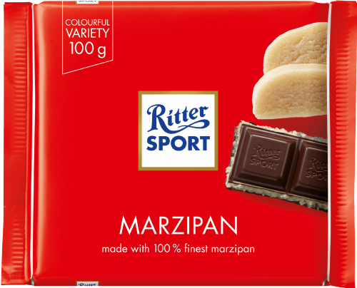 RITTER SPORT Marzipan Dark Chocolate 100g (Pack of 12)