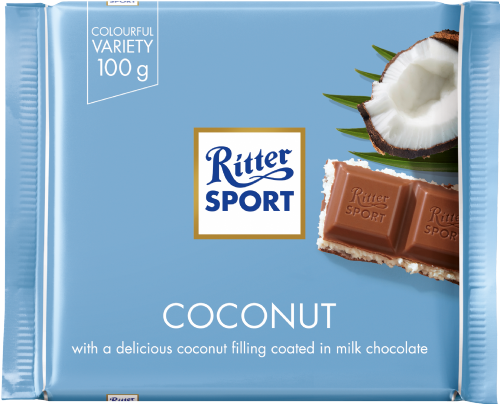 RITTER SPORT Coconut Milk Chocolate 100g (Pack of 12)
