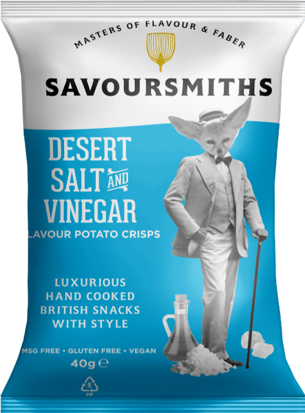 SAVOURSMITHS Desert Salt & Vinegar Potato Crisps 40g (Pack of 24)