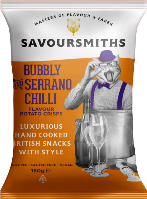SAVOURSMITHS Bubbly & Serrano Chilli Potato Crisps 150g (Pack of 12)