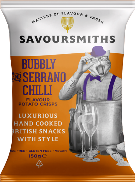 SAVOURSMITHS Bubbly & Serrano Chilli Potato Crisps 150g (Pack of 12)