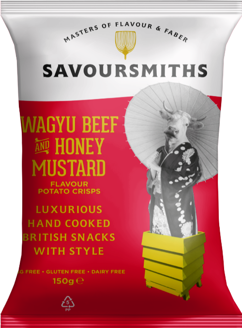 SAVOURSMITHS Wagyu Beef & Honey Mustard Potato Crisps 150g (Pack of 12)