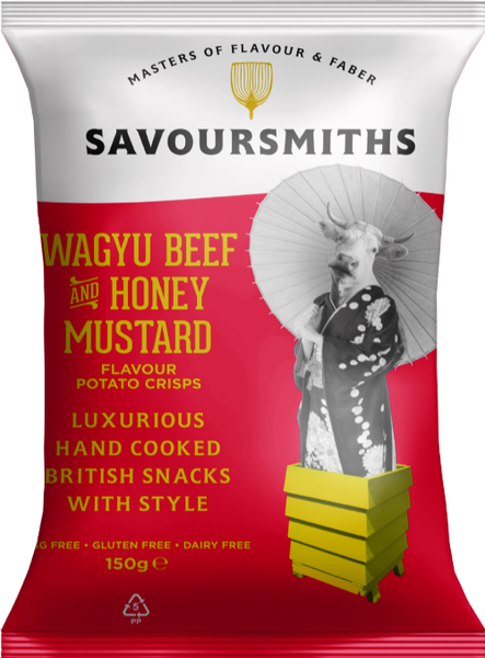 SAVOURSMITHS Wagyu Beef & Honey Mustard Potato Crisps 150g (Pack of 12)