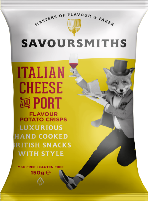 SAVOURSMITHS Italian Cheese & Port Potato Crisps 150g (Pack of 12)