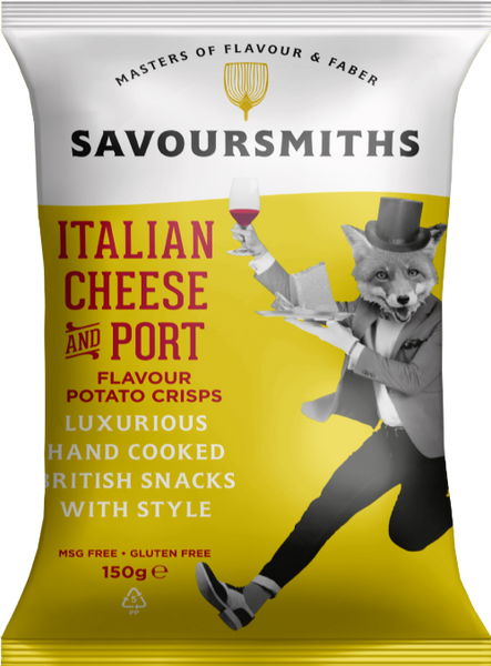 SAVOURSMITHS Italian Cheese & Port Potato Crisps 150g (Pack of 12)