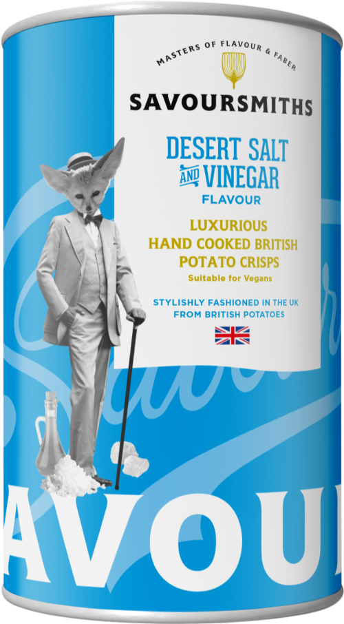 SAVOURSMITHS Desert Salt & Vinegar Potato Crisps - Tin 100g (Pack of 12)