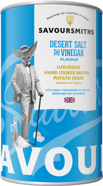 SAVOURSMITHS Desert Salt & Vinegar Potato Crisps - Tin 100g (Pack of 12)