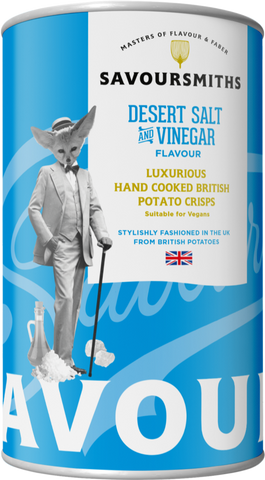 SAVOURSMITHS Desert Salt & Vinegar Potato Crisps - Tin 100g (Pack of 12)