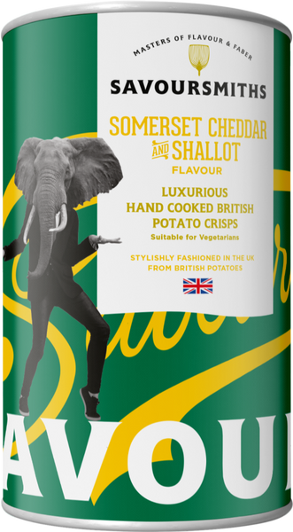 SAVOURSMITHS Somerset Cheddar & Shallot Crisps - Tin 100g (Pack of 12)
